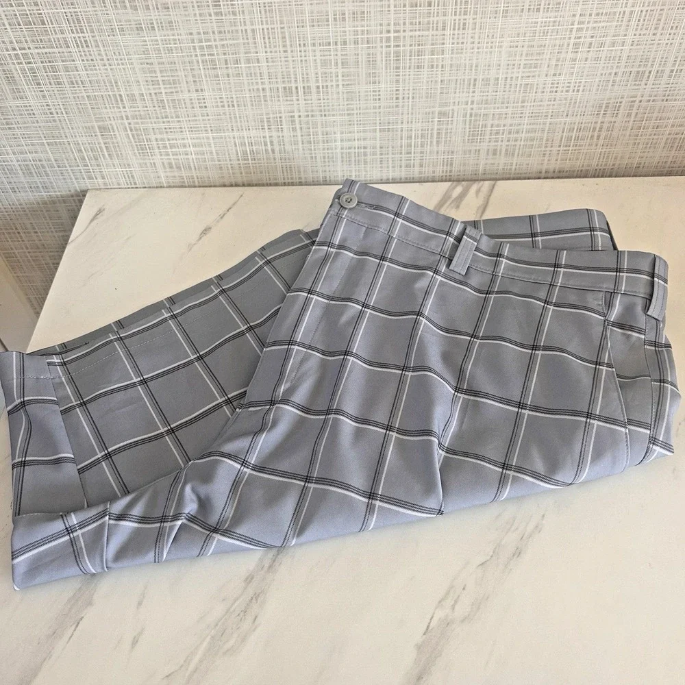 Golf Shorts PGA Tour Men's Size 42 Golf Shorts Gray Plaid Exc Cond‎ BxOO
